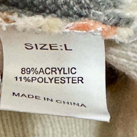 Chunky Mixed Media Long Sleeve Hooded Button Front Boho Sweater Cardigan Large - Picture 10 of 10